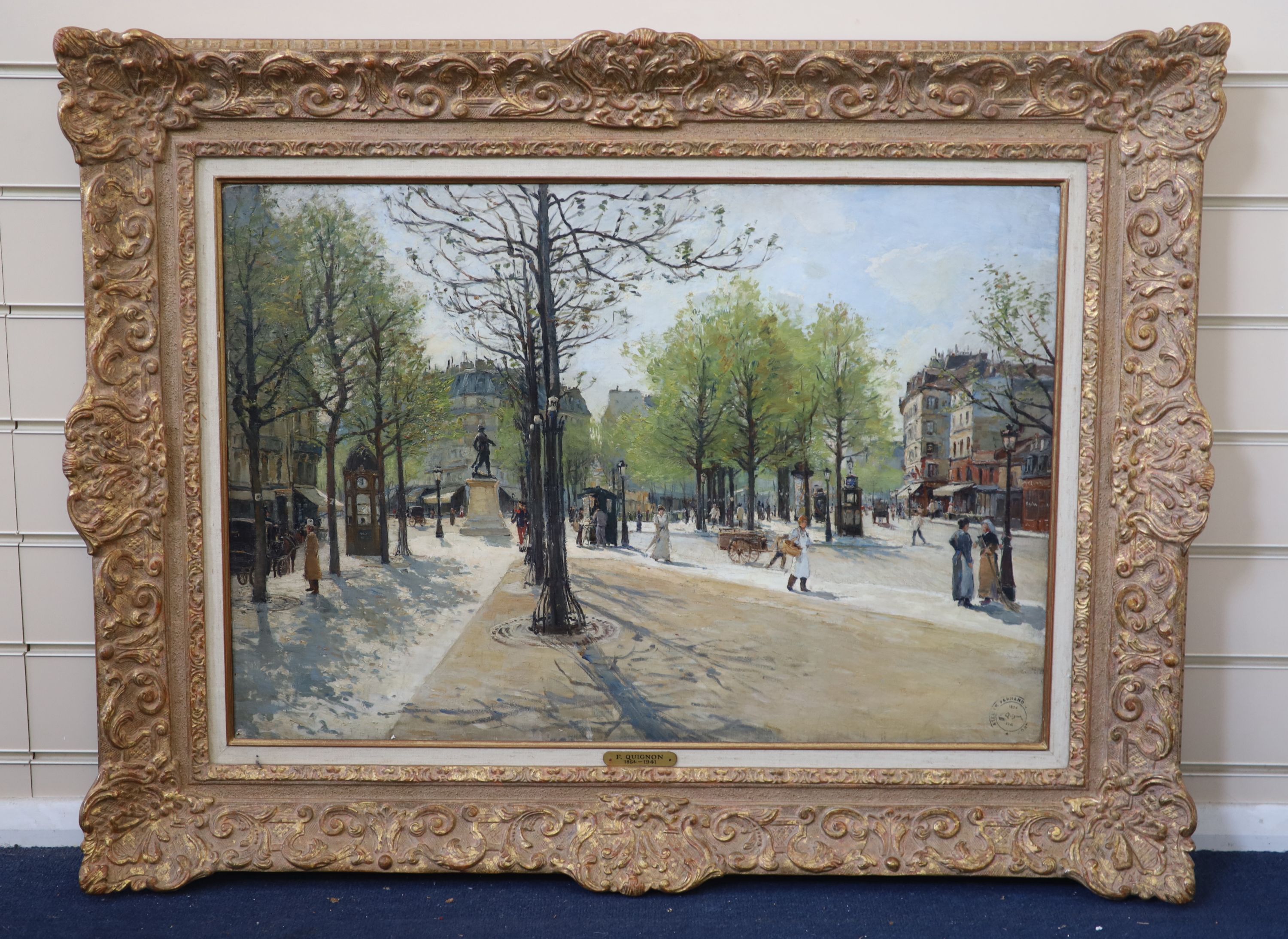 Fernand Quignon (French, 1854-1941), Boulevard Richard Lenoir, Oil on canvas, 47 x 69cm.